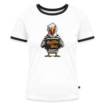 Freche Möwe Spruch Norddeutscher Humor - Frauen Kontrast-T-Shirt - Weiß/Schwarz - Vorne - Selfina (174cm)