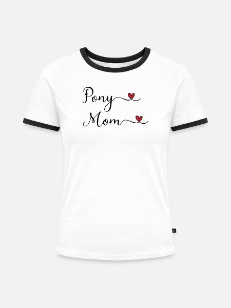 Pony Mama - Frauen Kontrast-T-Shirt - Weiß/Schwarz