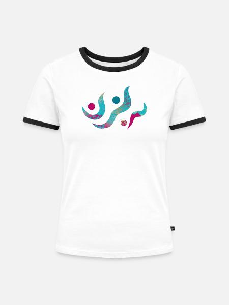 yoga-design_22 - Frauen Kontrast-T-Shirt - Weiß/Schwarz