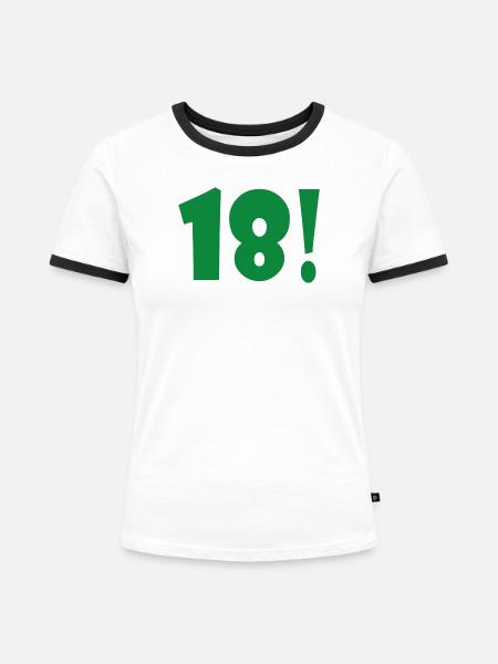 Grün 18! Exklusivdruck - Frauen Kontrast-T-Shirt - Weiß/Schwarz