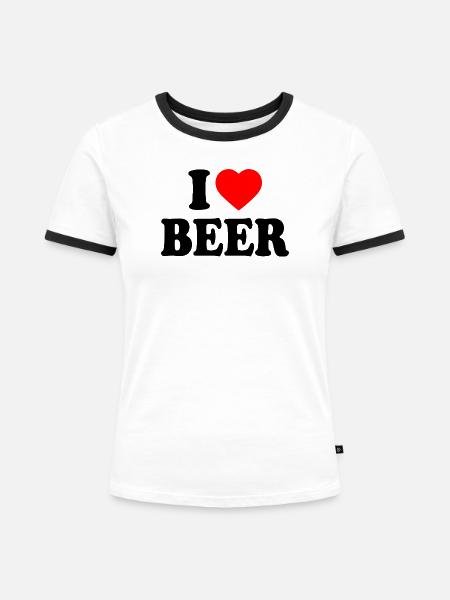 I love beer - Frauen Kontrast-T-Shirt - Weiß/Schwarz