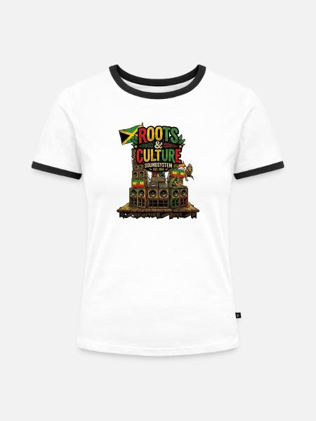 Roots And Reggae Culture - Frauen Kontrast-T-Shirt - Weiß/Schwarz