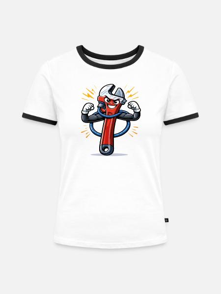 Klempner, Handwerker, Sanitär-Fehlersuche - Frauen Kontrast-T-Shirt - Weiß/Schwarz