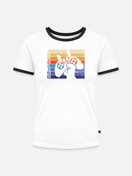 Level-Gamer-Controller - Frauen Kontrast-T-Shirt - Weiß/Schwarz