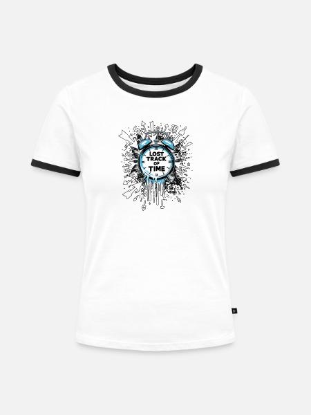 Lost Track Of Time Zeitblindheit - Frauen Kontrast-T-Shirt - Weiß/Schwarz