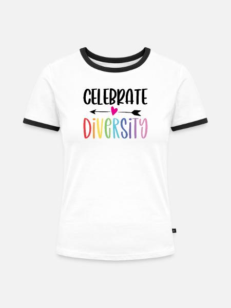LGBT-Pride-Monat – Vielfalt feiern - Frauen Kontrast-T-Shirt - Weiß/Schwarz