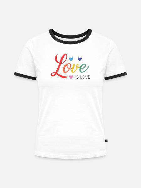 LGBT-Pride-Monat – Liebe ist Liebe - Frauen Kontrast-T-Shirt - Weiß/Schwarz