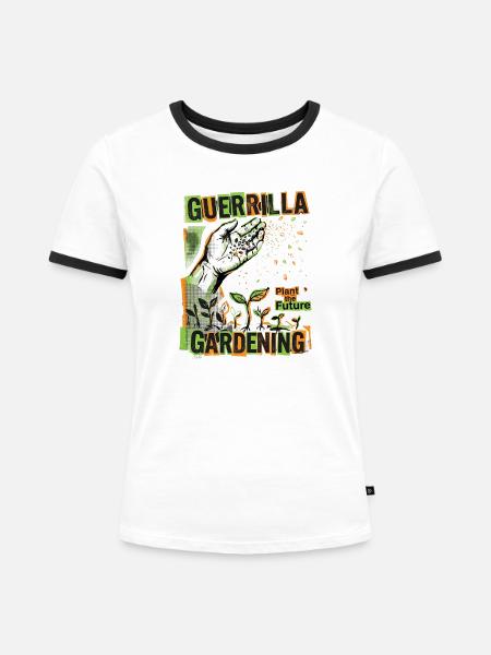 Gärtnern Großstadt - Frauen Kontrast-T-Shirt - Weiß/Schwarz