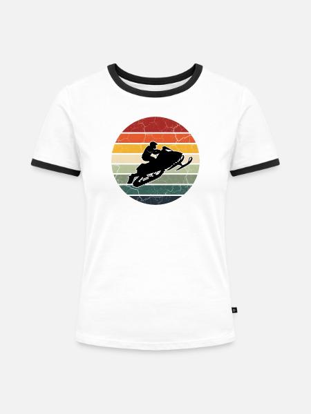 Schneemobil-Geschenk Retro-Schneemobil - Frauen Kontrast-T-Shirt - Weiß/Schwarz