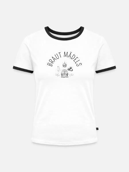 Hochzeit - Braut Mädels - Clip Art - Frauen Kontrast-T-Shirt - Weiß/Schwarz