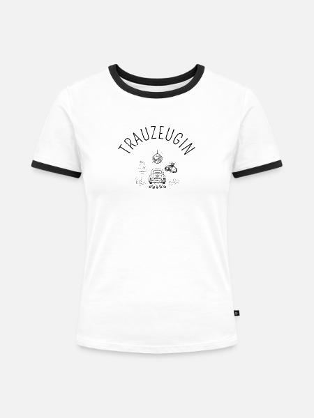 Hochzeit -Trauzeugin - Clip Art - Frauen Kontrast-T-Shirt - Weiß/Schwarz