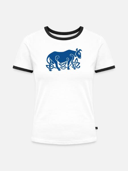Celtic Bull - Frauen Kontrast-T-Shirt - Weiß/Schwarz