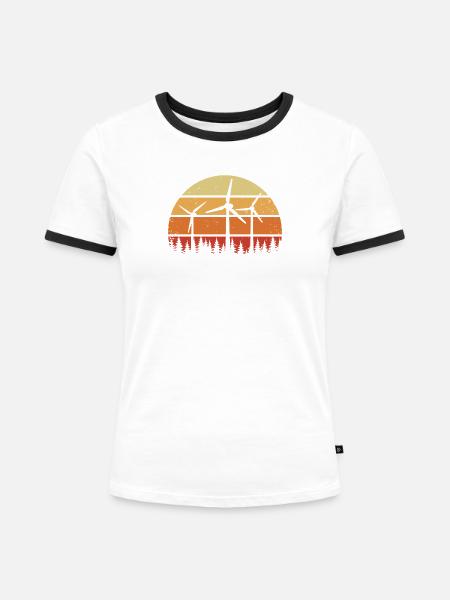Windkraft Windrad Windenergie Windräder - Frauen Kontrast-T-Shirt - Weiß/Schwarz