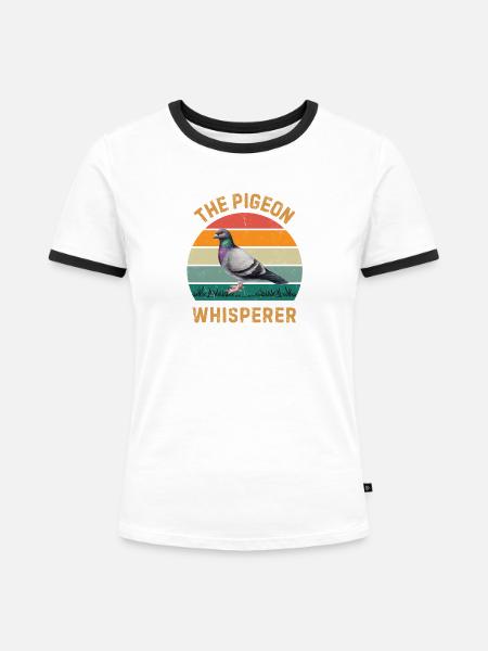 Taubenflüsterer - Frauen Kontrast-T-Shirt - Weiß/Schwarz