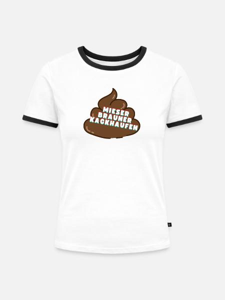 Mieser Brauner Haufen - Frauen Kontrast-T-Shirt - Weiß/Schwarz