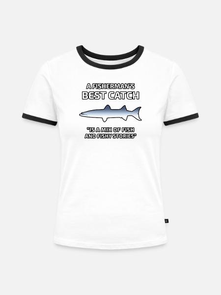 Der beste Fang des Fischers - Frauen Kontrast-T-Shirt - Weiß/Schwarz