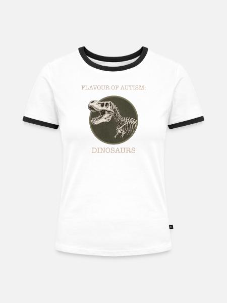 Geschmack von Autismus: Dinousaurier - Frauen Kontrast-T-Shirt - Weiß/Schwarz