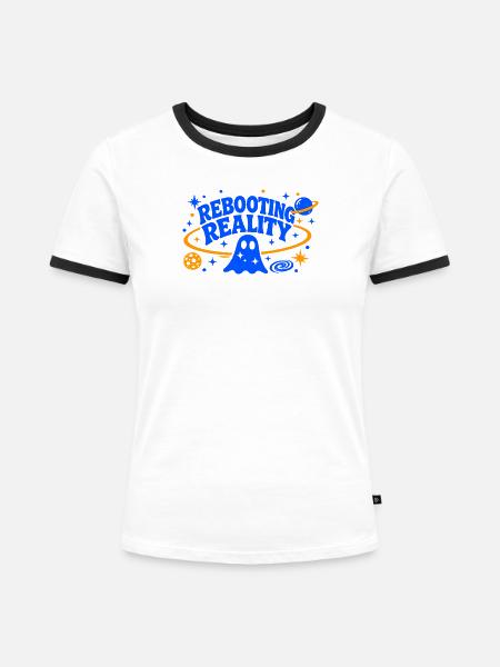 REBOOTING REALITY - Frauen Kontrast-T-Shirt - Weiß/Schwarz