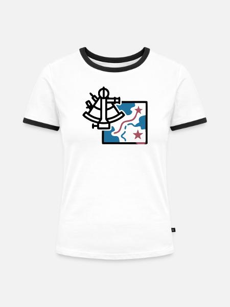 Sextant Navigation Karte Vektor - Frauen Kontrast-T-Shirt - Weiß/Schwarz