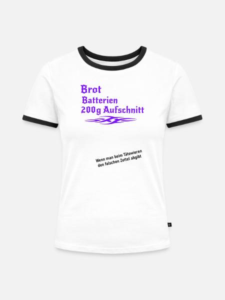 Tattoo falscher Zettel - Frauen Kontrast-T-Shirt - Weiß/Schwarz