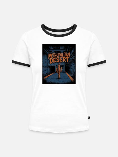 Großstadt Wüste - Frauen Kontrast-T-Shirt - Weiß/Schwarz