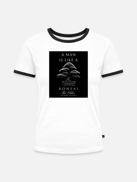 Mann wie Bonsai: Alter Wert - Frauen Kontrast-T-Shirt - Weiß/Schwarz