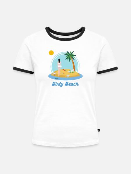 Schmutziger Strand - Frauen Kontrast-T-Shirt - Weiß/Schwarz