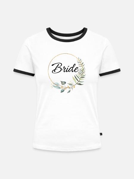Junggesellinnen-Braut-Stil - Frauen Kontrast-T-Shirt - Weiß/Schwarz