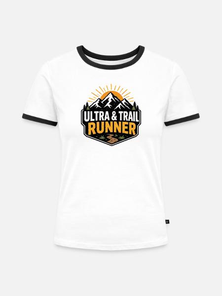 Ultra- und Trailrunner - Frauen Kontrast-T-Shirt - Weiß/Schwarz