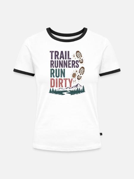 Trailrunner laufen schmutzig - Frauen Kontrast-T-Shirt - Weiß/Schwarz