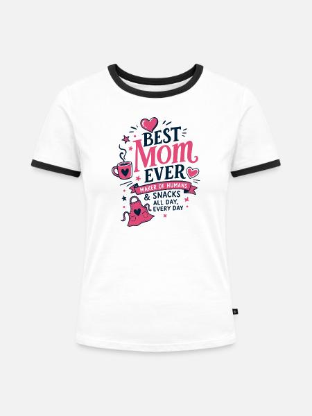 Best Mom Ever Küchen Spruch - Frauen Kontrast-T-Shirt - Weiß/Schwarz