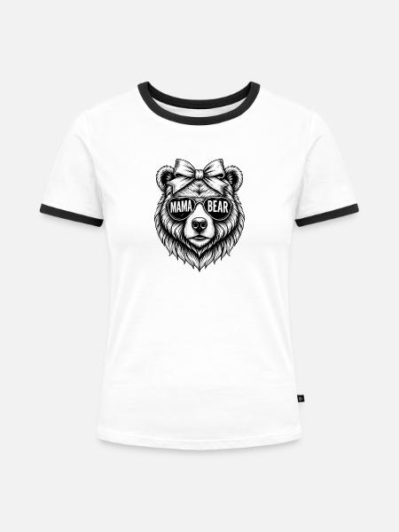 Mama Bear - Frauen Kontrast-T-Shirt - Weiß/Schwarz