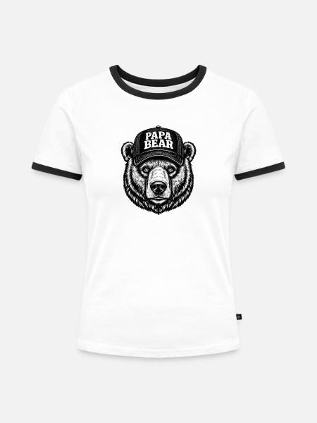 Papa Bear - Frauen Kontrast-T-Shirt - Weiß/Schwarz