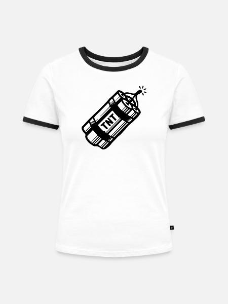 Dynamit Tnt - Frauen Kontrast-T-Shirt - Weiß/Schwarz
