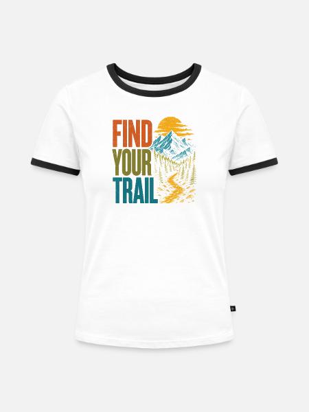 Berge – Finde deine Spur - Frauen Kontrast-T-Shirt - Weiß/Schwarz