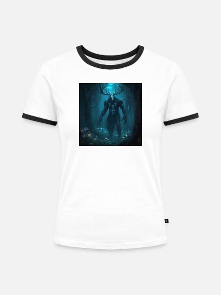 Waldgeist – Slawische dunkle Fantasy - Frauen Kontrast-T-Shirt - Weiß/Schwarz