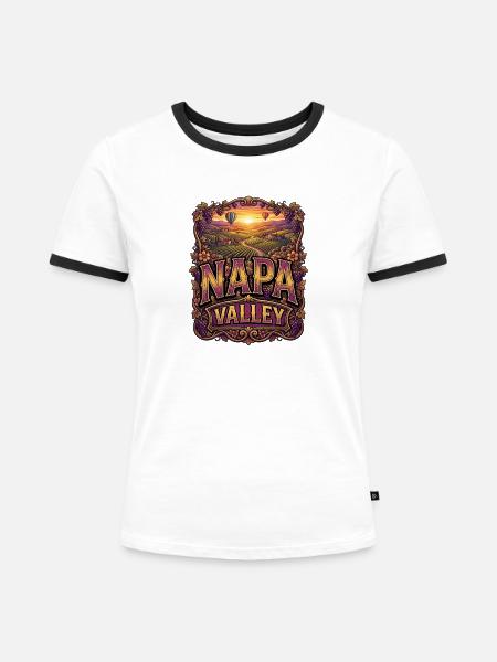 Napa Valley Weinlandschaft Ornament - Frauen Kontrast-T-Shirt - Weiß/Schwarz