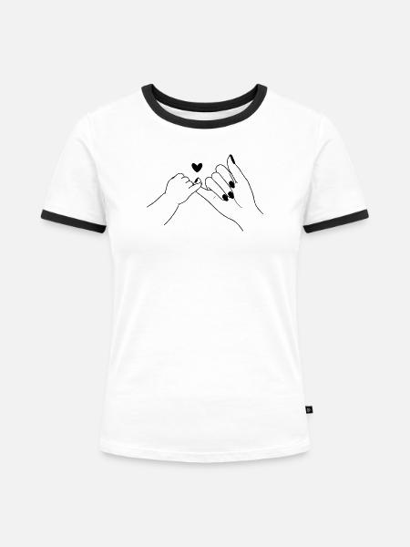 Kind Hände Pinky Promise - Frauen Kontrast-T-Shirt - Weiß/Schwarz