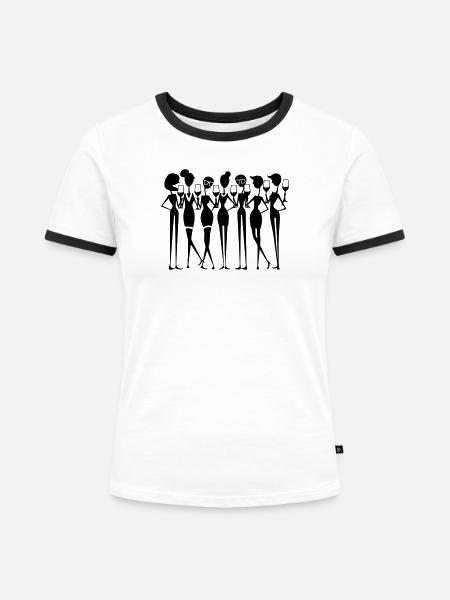 Frauen Party Gruppe - Frauen Kontrast-T-Shirt - Weiß/Schwarz