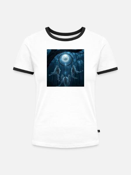 Traumfänger-Nacht-Talisman – Dunkle Fantasie - Frauen Kontrast-T-Shirt - Weiß/Schwarz