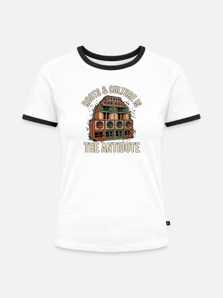 Roots Culture Is The Antidote - Frauen Kontrast-T-Shirt - Weiß/Schwarz