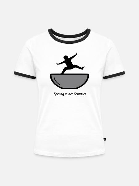 Sprung in der Schüssel - Frauen Kontrast-T-Shirt - Weiß/Schwarz