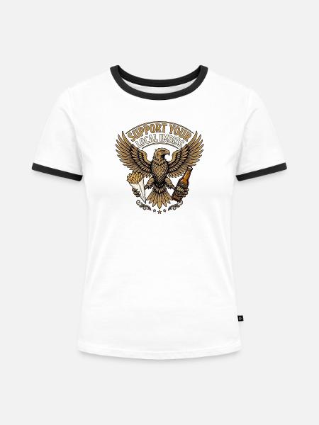 Lokal Imbiss Supporter - Frauen Kontrast-T-Shirt - Weiß/Schwarz