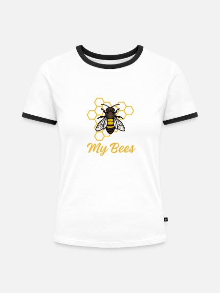 Bienentherapie Honigbienenzüchter - Frauen Kontrast-T-Shirt - Weiß/Schwarz