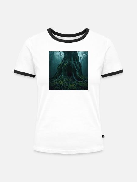 Ancient Oak – Eingang zur Unterwelt - Frauen Kontrast-T-Shirt - Weiß/Schwarz