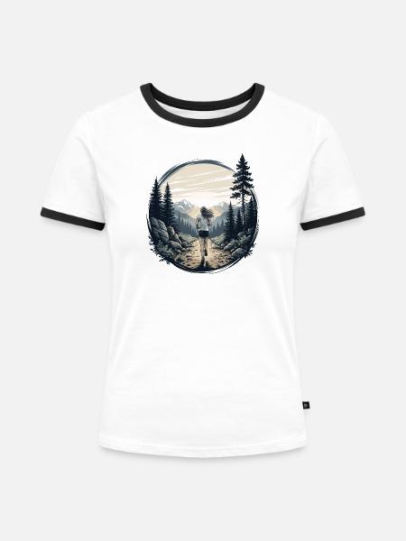 Weibliche Trailrunnerin - Frauen Kontrast-T-Shirt - Weiß/Schwarz