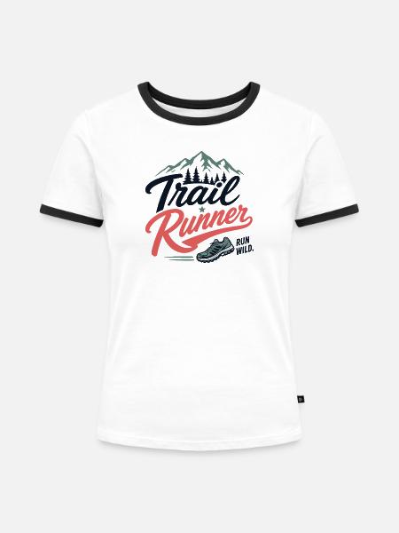 Trailrunner. Run Wild - Frauen Kontrast-T-Shirt - Weiß/Schwarz