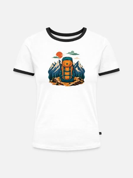 Wandern – Bergliebhaber - Frauen Kontrast-T-Shirt - Weiß/Schwarz
