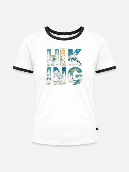 Wandern – Outdoor-Abenteuer - Frauen Kontrast-T-Shirt - Weiß/Schwarz