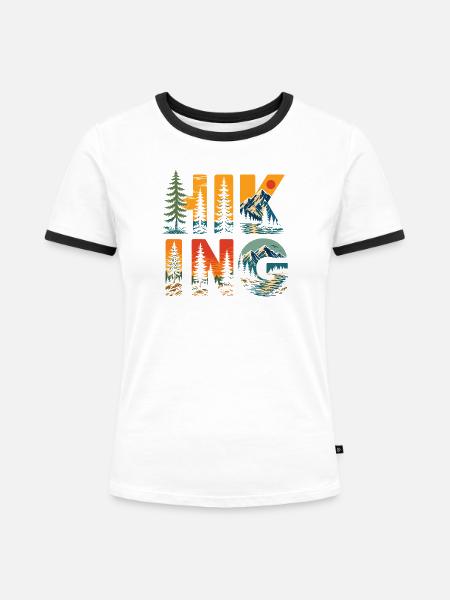 Wandern – Outdoor-Abenteuer - Frauen Kontrast-T-Shirt - Weiß/Schwarz